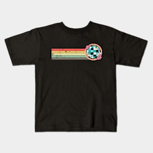 70s Lined Floral Disco Ball Kids T-Shirt